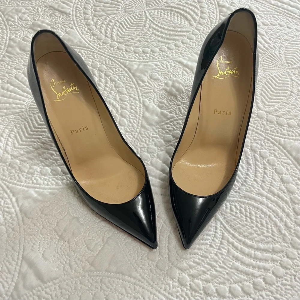 CHRISTIAN LOUBOUTIN Pigalle Follies 100 Pump Heel Black Patent Leather Size 39 - Picture 4 of 13